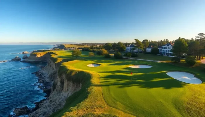 Panoramic view of Pebble Beach and Augusta National with diverse landscapes.